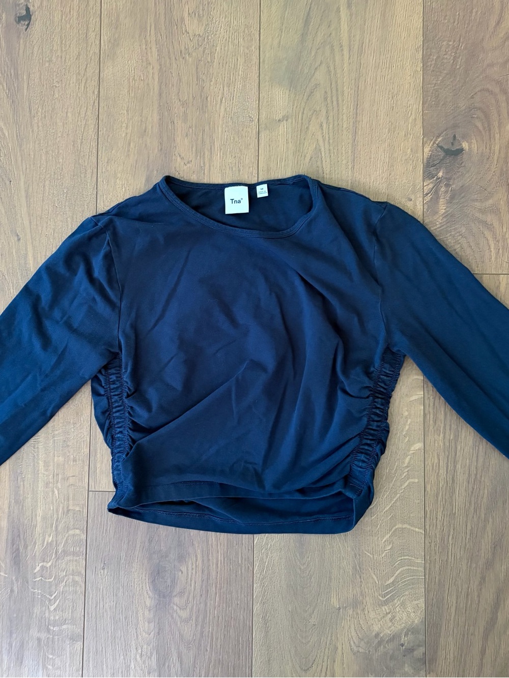 Aritzia Malibu Navy Ruched Long-Sleeve Top - Picture 2 of 3